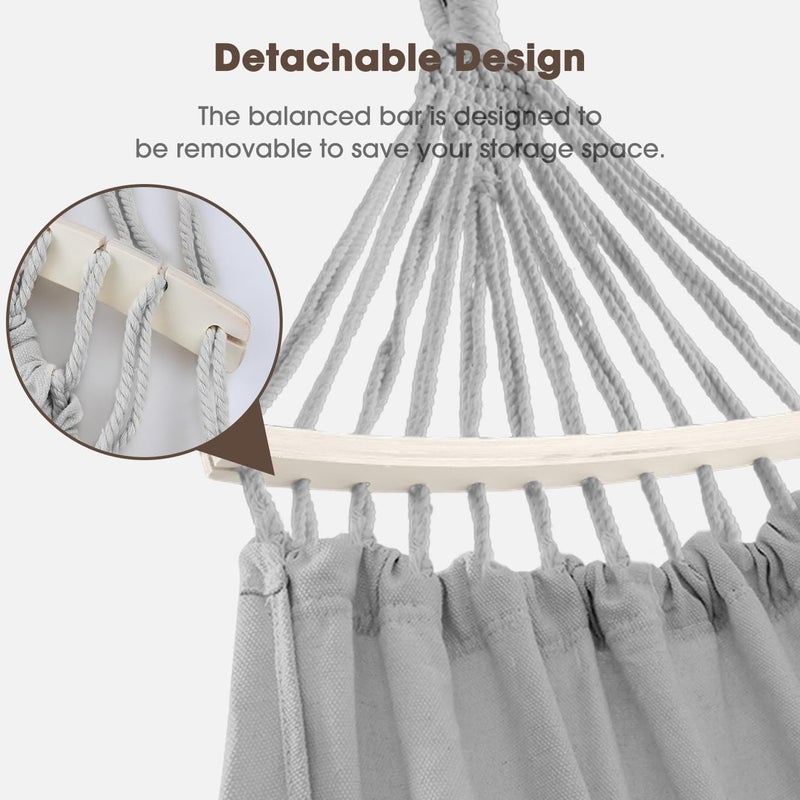 MOSFiATA Backyard Hammock with Tassels Max 500lbs Canvas Fabric Bohemian Style with Thickened Rope and Carry Bag for Outdoor, Garden, Patio, Wedding Decor (Gray) - Image 5